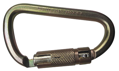 Mosqueton En D Carabiner En Acero (Triple Seguro) 45 kN